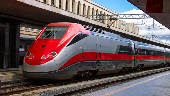 The Leonardo Express train from Fiumicino Airport to central Rome
