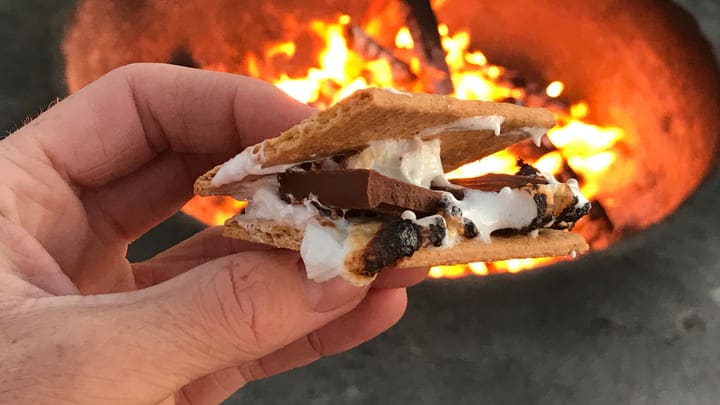 Beach firepit and s'mores