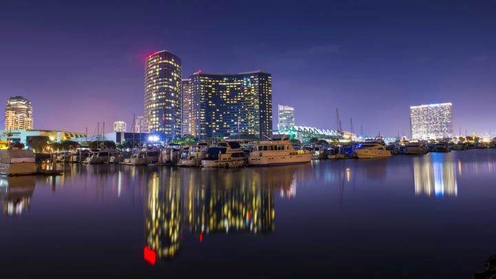 San Diego Marina by night