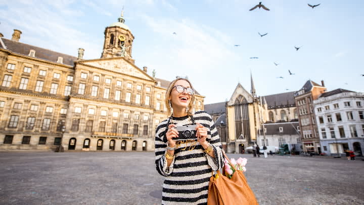 Image of Face, Head, Person, Selfie, Photography, Adult, Female, Woman, Happy, Laughing, Bird, Handbag, 