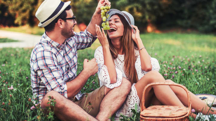 Image of Head, Person, Face, Adult, Male, Man, Happy, Laughing, Handbag, 