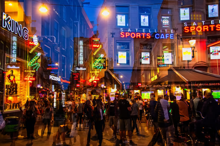 Image of Urban, City, Metropolis, Night Life, Person, Road, Street, Lighting,
