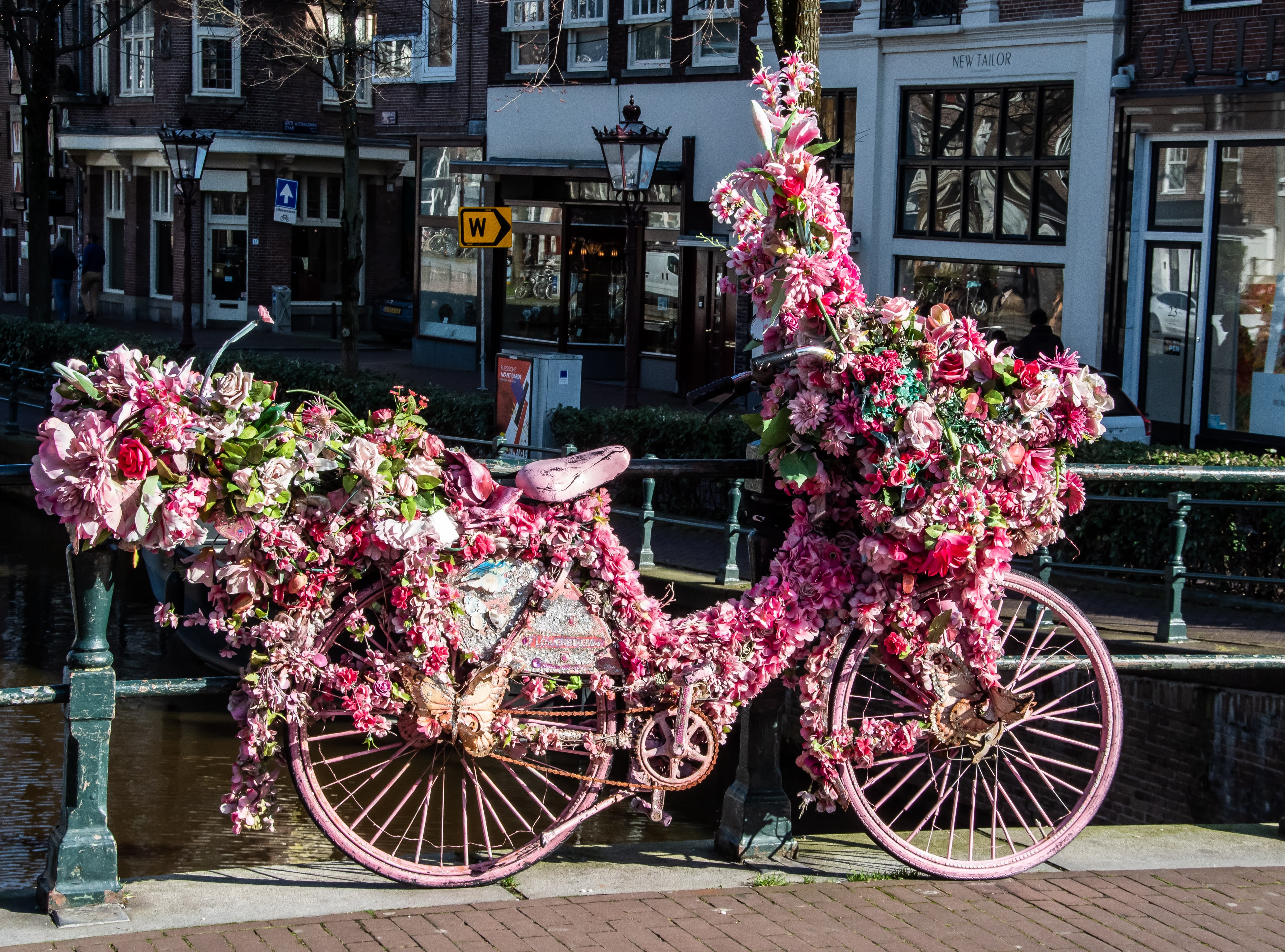 Image of Flower, Flower Arrangement, Flower Bouquet, Person, Geranium, Bicycle, Vehicle, Neighborhood, 