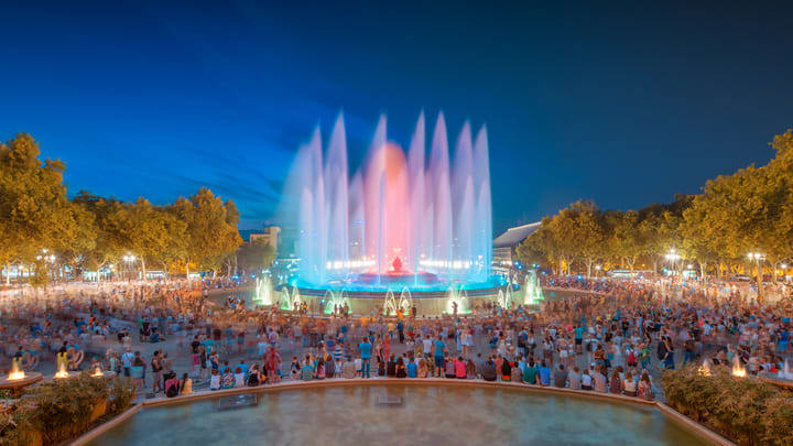 Image of Water, Fountain, Nature, Outdoors, Scenery, Person, 