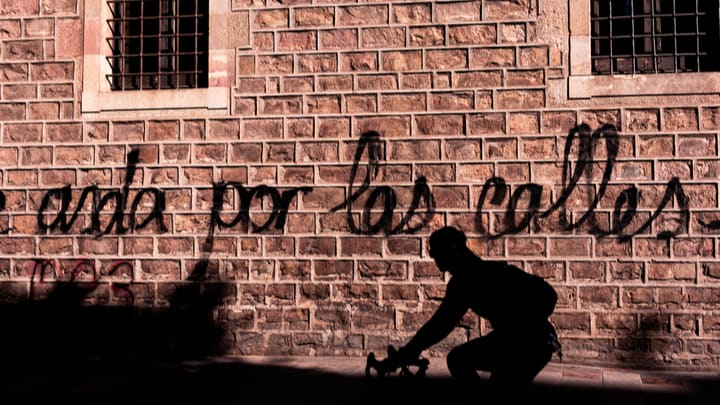 Image of Brick, Wall, Adult, Male, Man, Person, Silhouette,