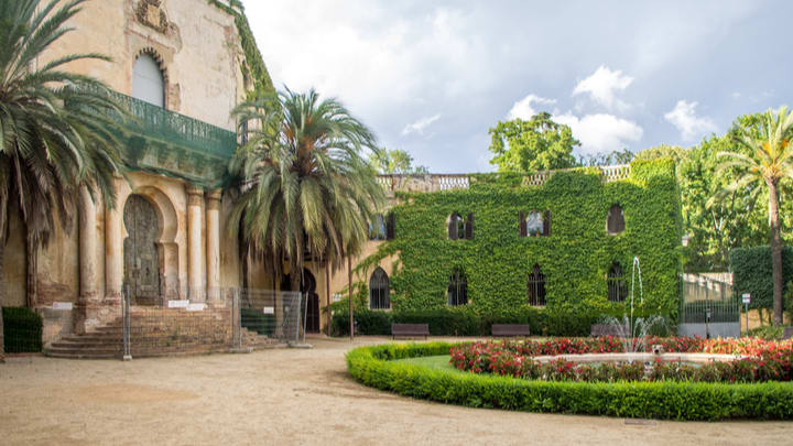 Image of House, Housing, Villa, Hacienda, Bench, Grass, Tree, 