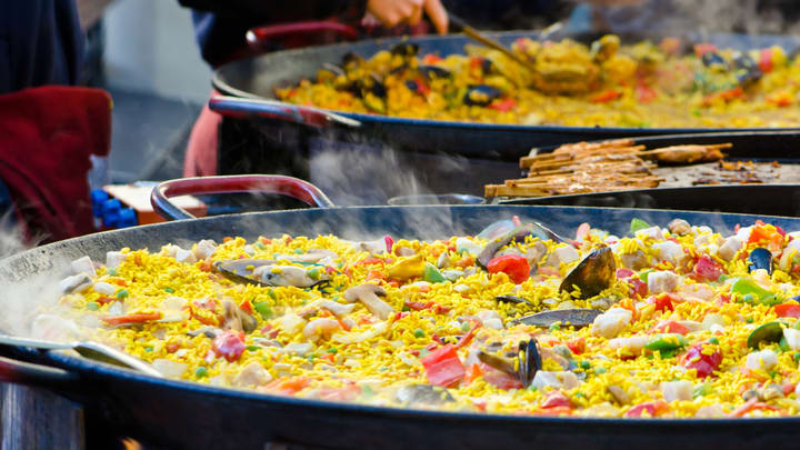 Image of Boy, Child, Male, Person, Food, Paella, 