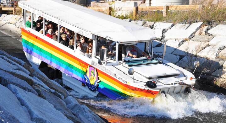 Image of Boat, Vehicle, Adult, Male, Man, Person, Amphibious Vehicle, 