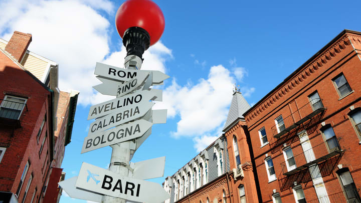 Image of City, Neighborhood, Sign, Symbol, Urban, Brick, Road Sign, 