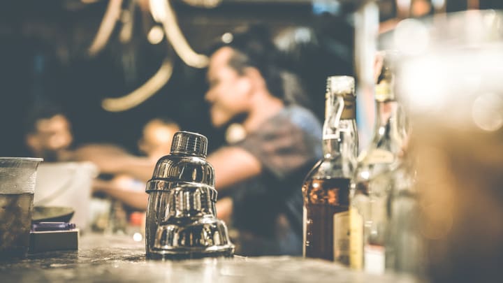 Image of Pub, Bottle, Adult, Female, Person, Woman, Shaker,