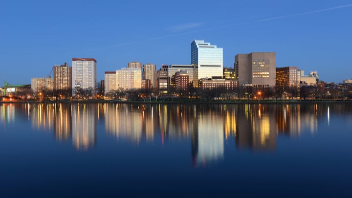 Image of City, Cityscape, Urban, Metropolis, Office Building, Water, Waterfront, High Rise, Downtown, Nature, Outdoors, Scenery,