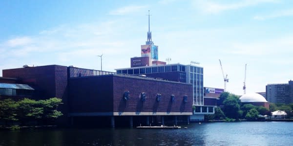 Image of Water, Waterfront, City, Office Building, Construction, Construction Crane, Urban, Person, Spire, Tower, 