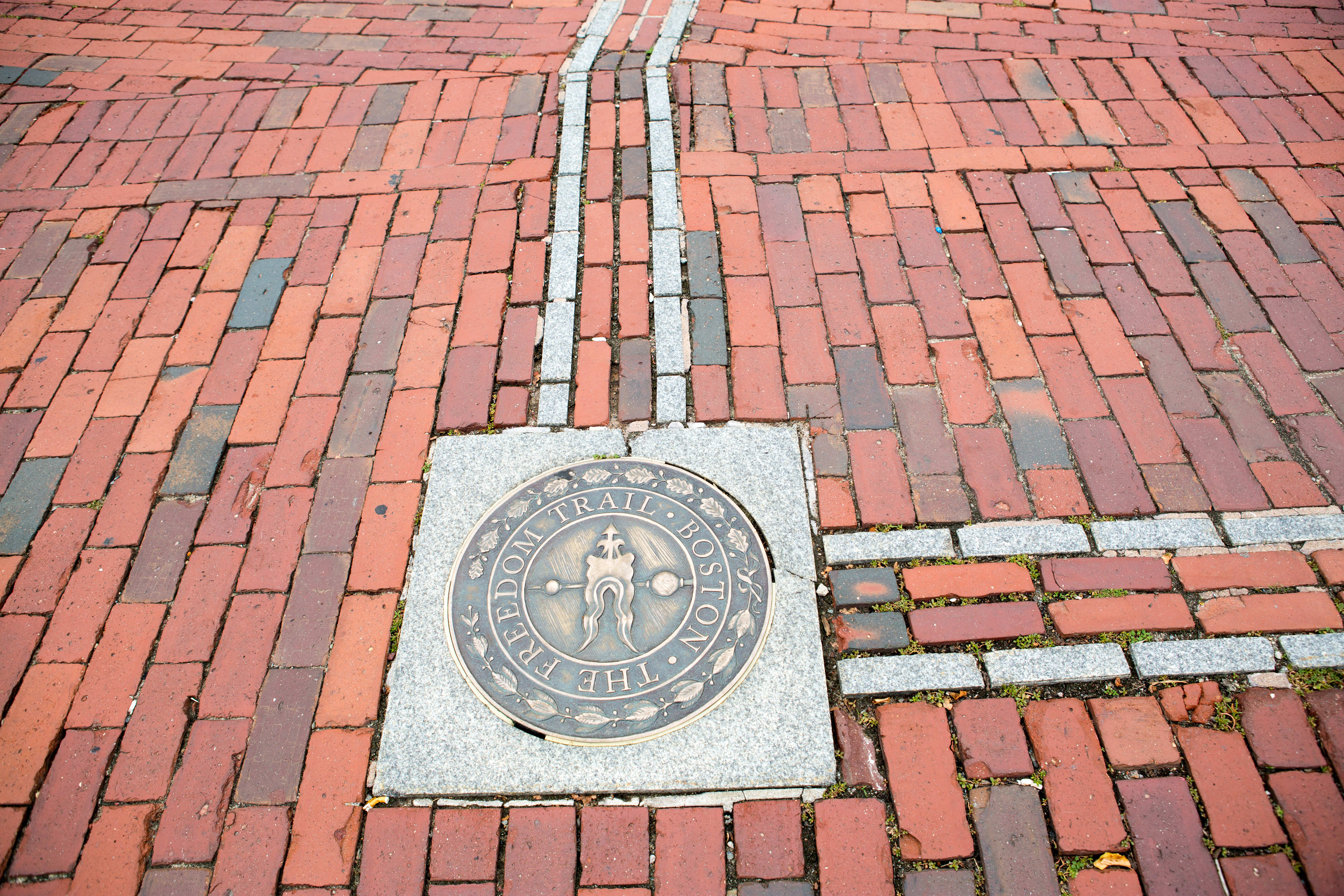 Image of Brick, Path, Walkway, Cobblestone, Road, Drain, Hole, 