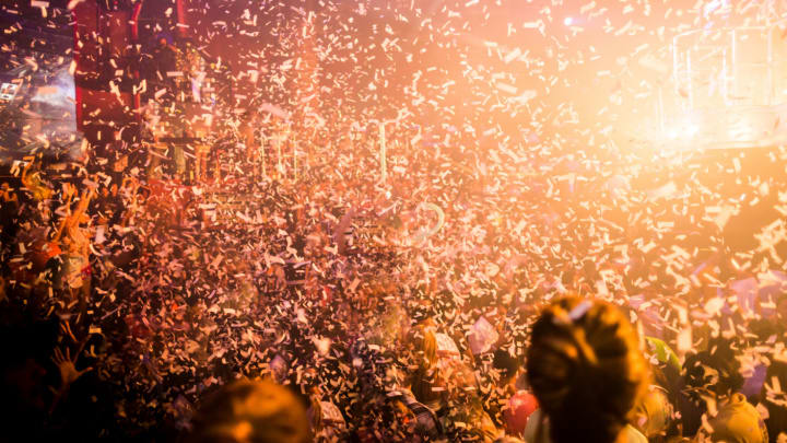 Image of Paper, Child, Female, Girl, Person, Urban, Confetti, Celebrating, 