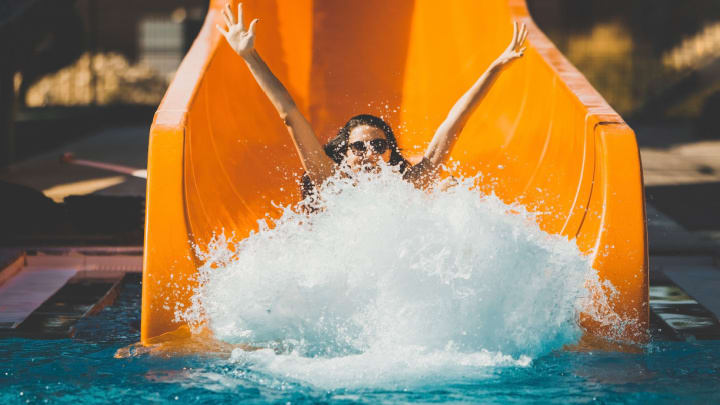 Image of Person, Sliding, Bathing, Female, Girl, Teen, 