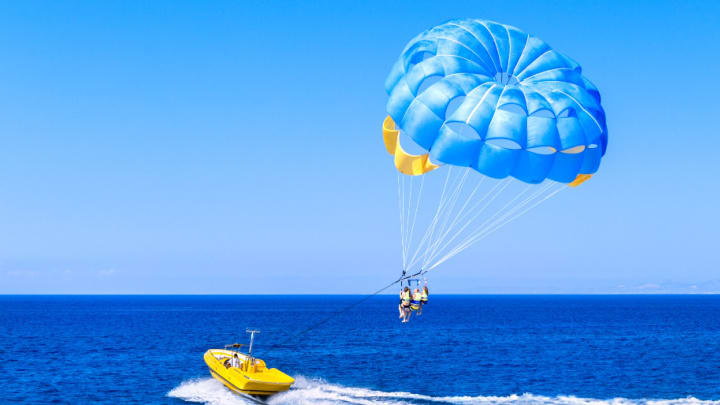 Image of Parachute, Boat, Vehicle, Person, 