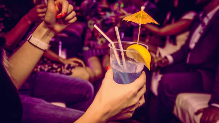 Image of Alcohol, Beverage, Cocktail, Urban, Adult, Female, Person, Woman, Male, Man, Finger, Hand, Cup, 