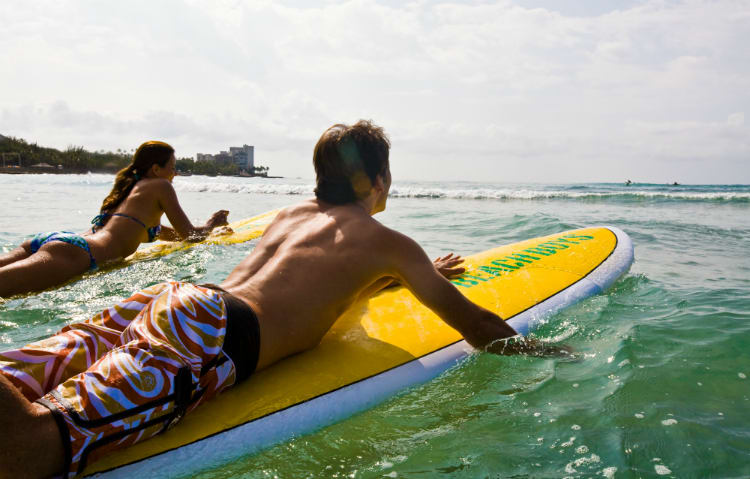 Image of Nature, Outdoors, Sea, Water, Sea Waves, Adult, Female, Person, Woman, Back, Summer, Surfing, 