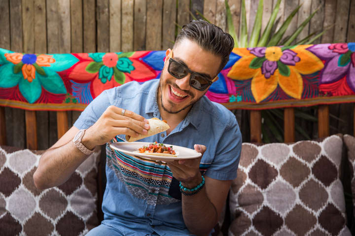 Image of Adult, Male, Man, Person, Eating, Food, Head, Face, 