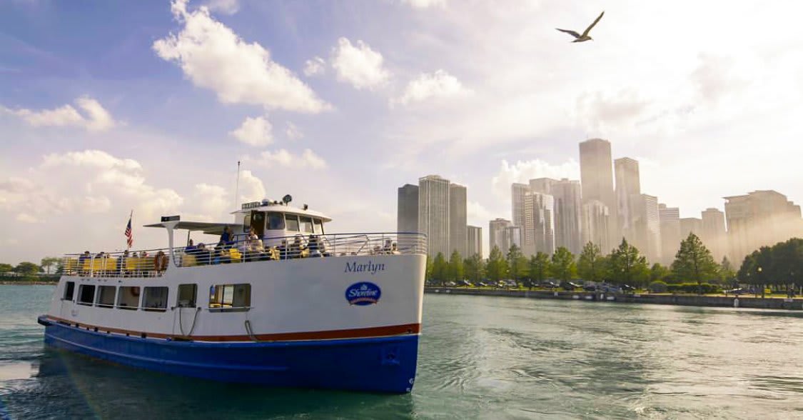 Image of Boat, Ferry, Vehicle, City, Urban, Metropolis, Water, Waterfront, Boating, Water Sports, Bird, 