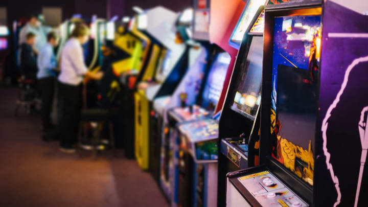 Image of Adult, Female, Person, Woman, Arcade Game Machine, Game, Urban, 