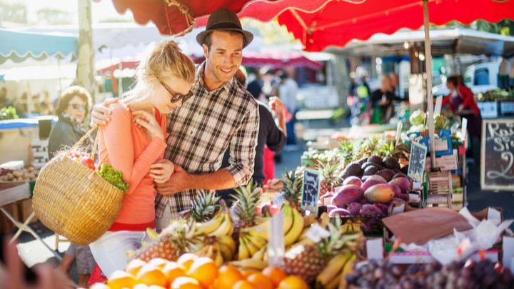 Image of Child, Female, Girl, Person, Adult, Male, Man, Market, Handbag, Chair, Farmer's Market, 