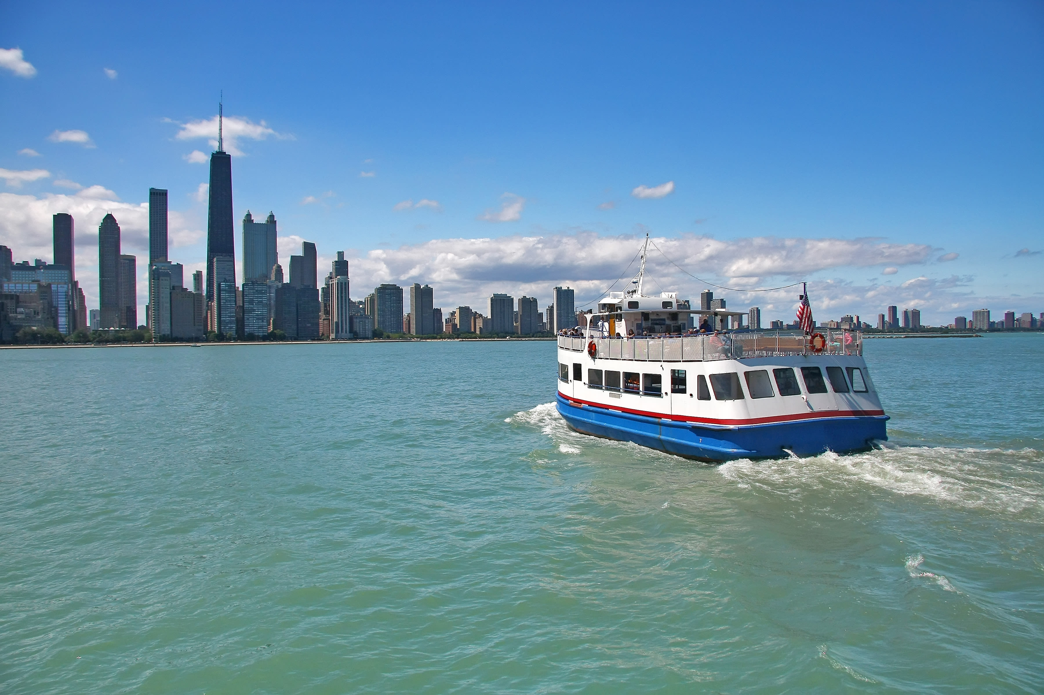 Image of Boat, Ferry, Vehicle, City, Watercraft, Water, Waterfront, Metropolis, Urban, 