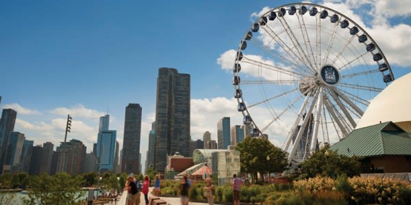 Image of City, Urban, Person, Amusement Park, Ferris Wheel, Fun, Cityscape, 