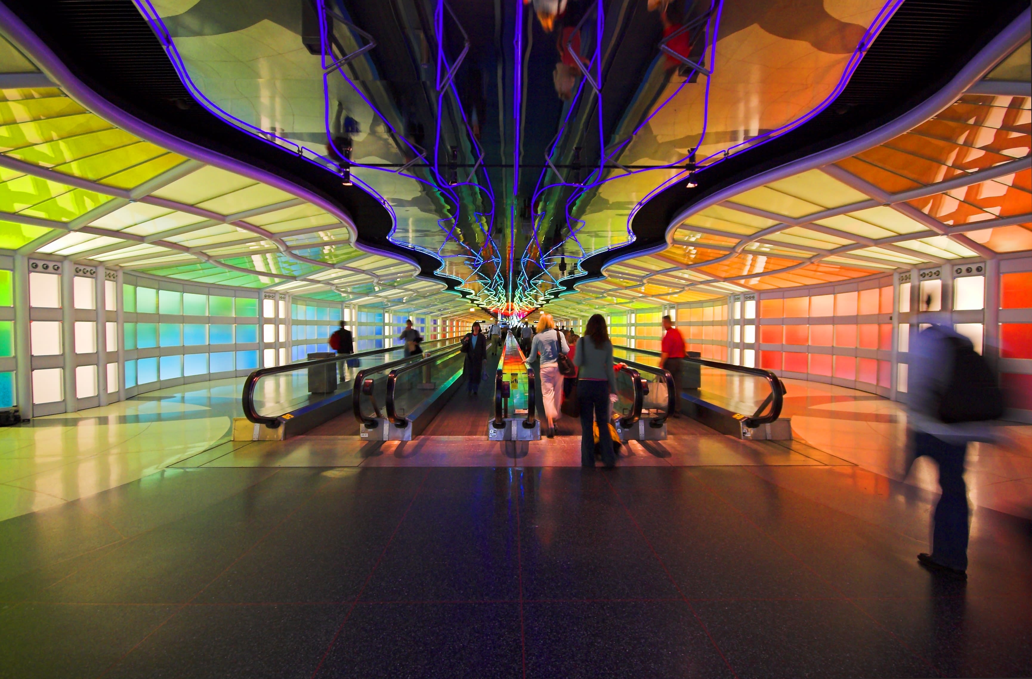 Image of Lighting, Airport, Person, Walking, Urban, Handbag, Shoe, Terminal, Adult, Female, Woman, Backpack, 