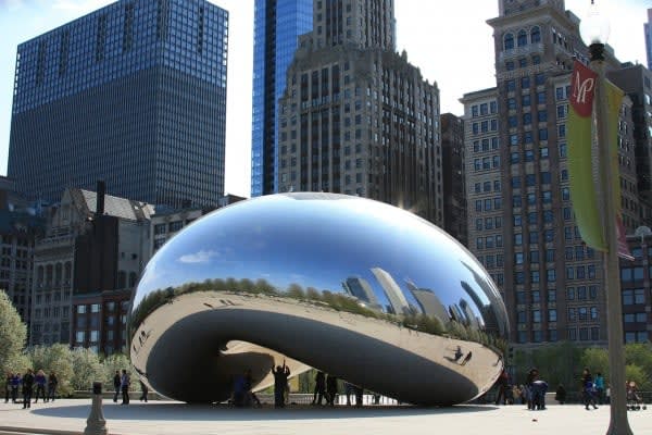 Image of Person, Cloud Gate - Chicago, Landmark, 