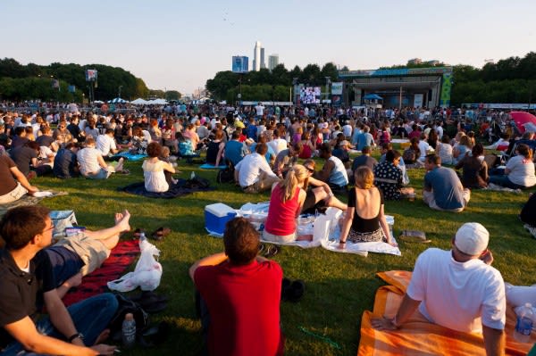 Image of Concert, Crowd, Person, People, Adult, Female, Woman, Male, Man, Hat, Boy, Teen, Box, Handbag, Wristwatch, 