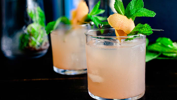 Image of Herbs, Plant, Mint, Alcohol, Beverage, Cocktail, Mojito, Cup, Citrus Fruit, Food, Fruit, Grapefruit, Produce, 