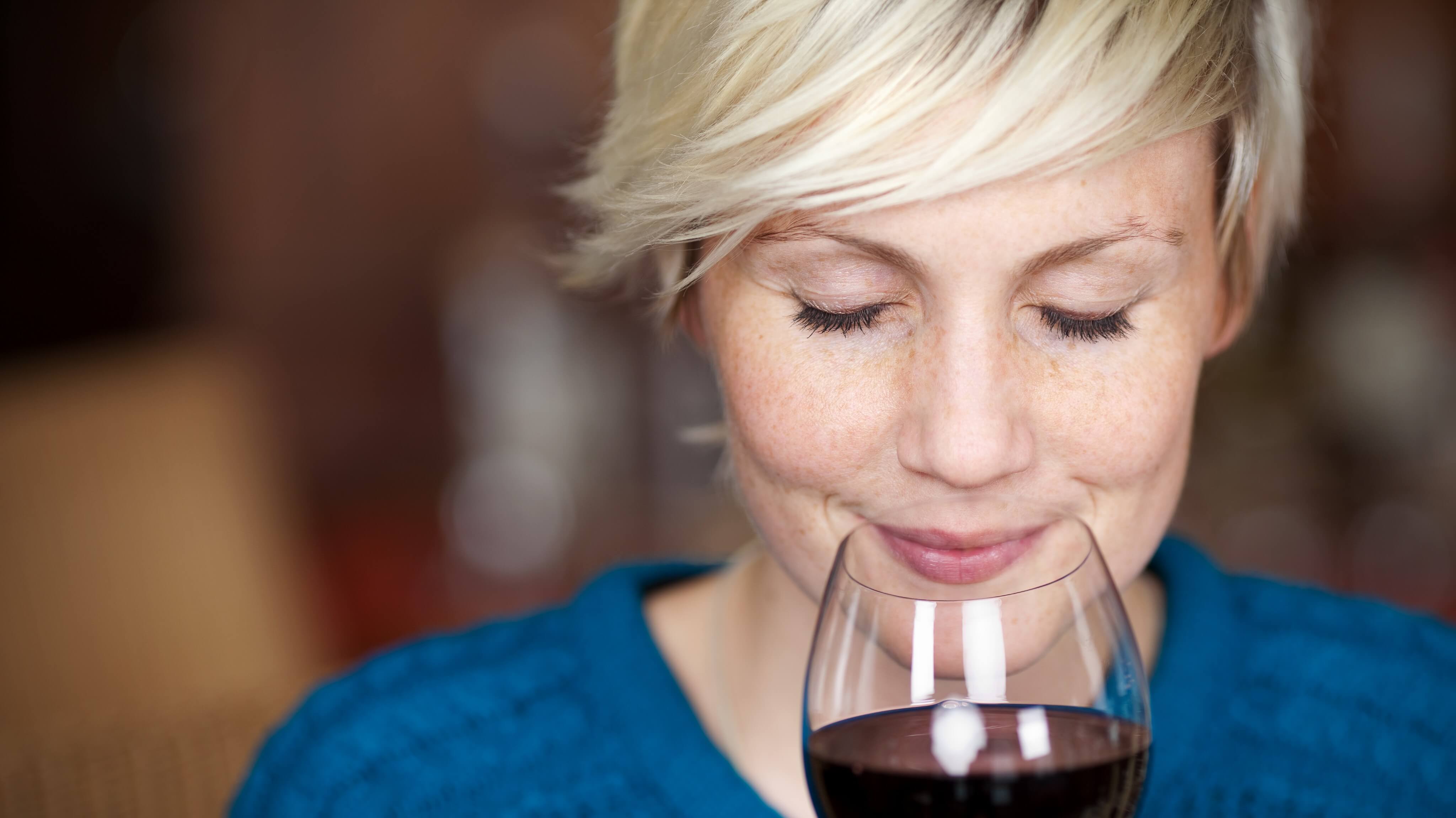 Image of Adult, Female, Person, Woman, Beverage, Face, Head, Smelling, 