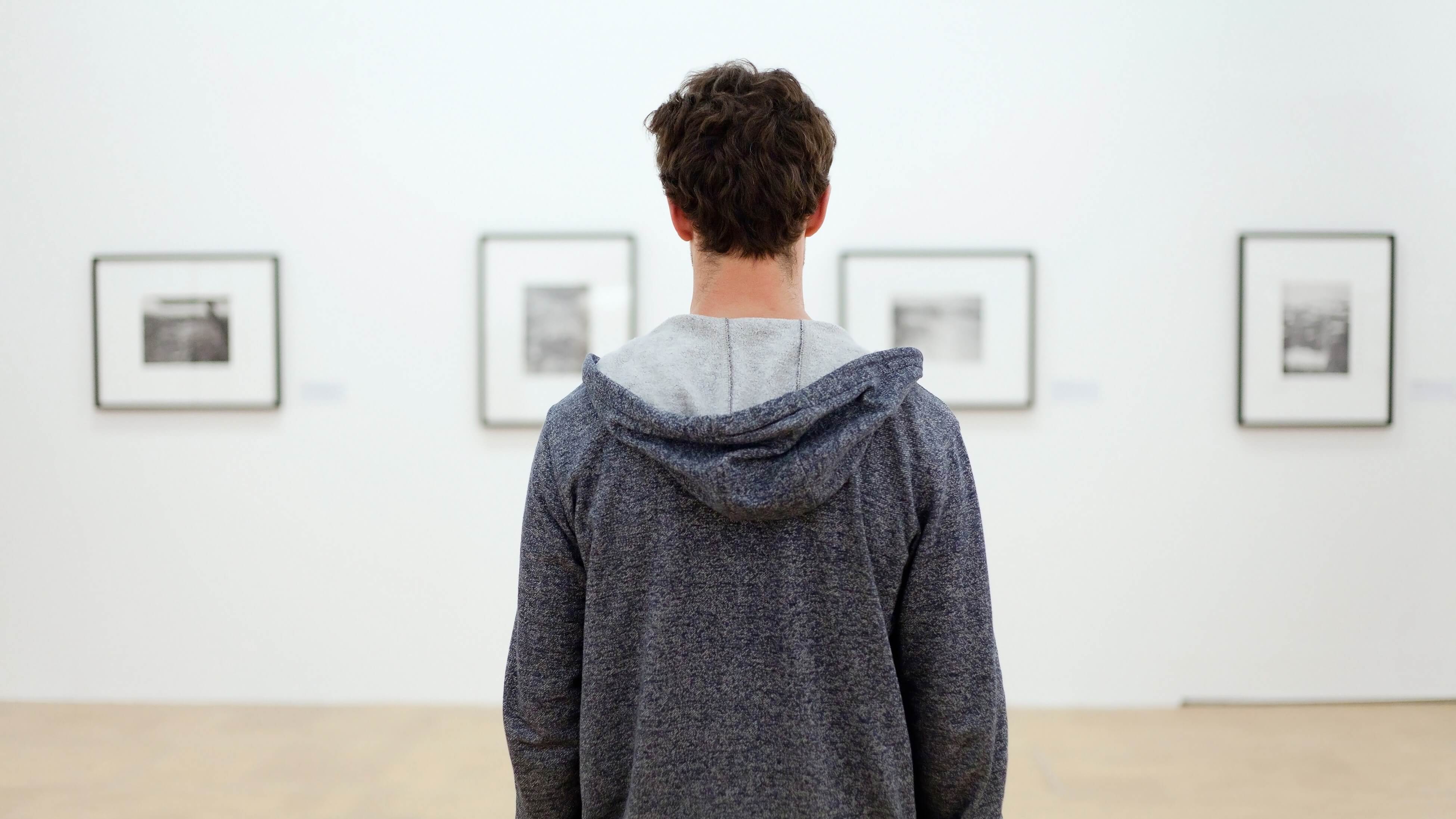 Image of Art, Boy, Male, Person, Teen, Art Gallery, Painting, Knitwear, Sweater, 