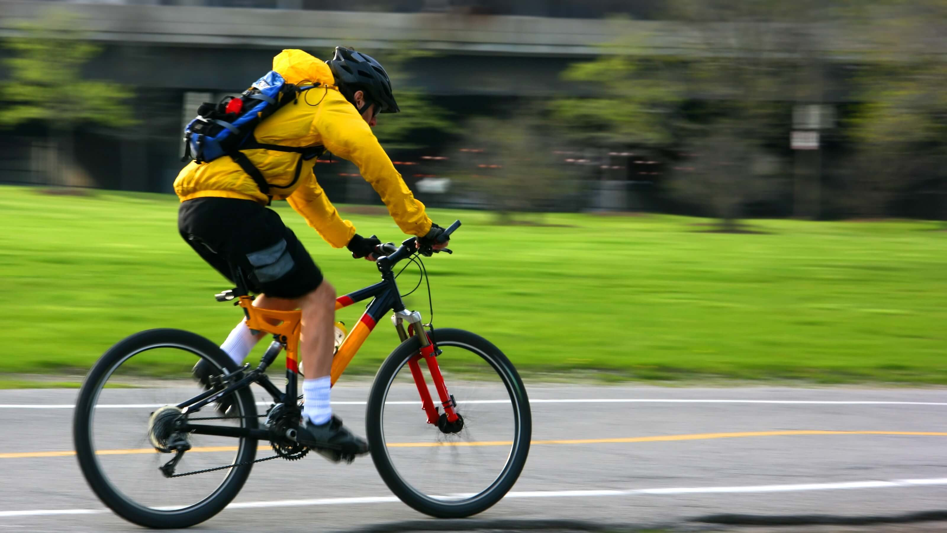 Image of Bicycle, Cycling, Person, Vehicle, Helmet, Adult, Male, Man, Shoe, 