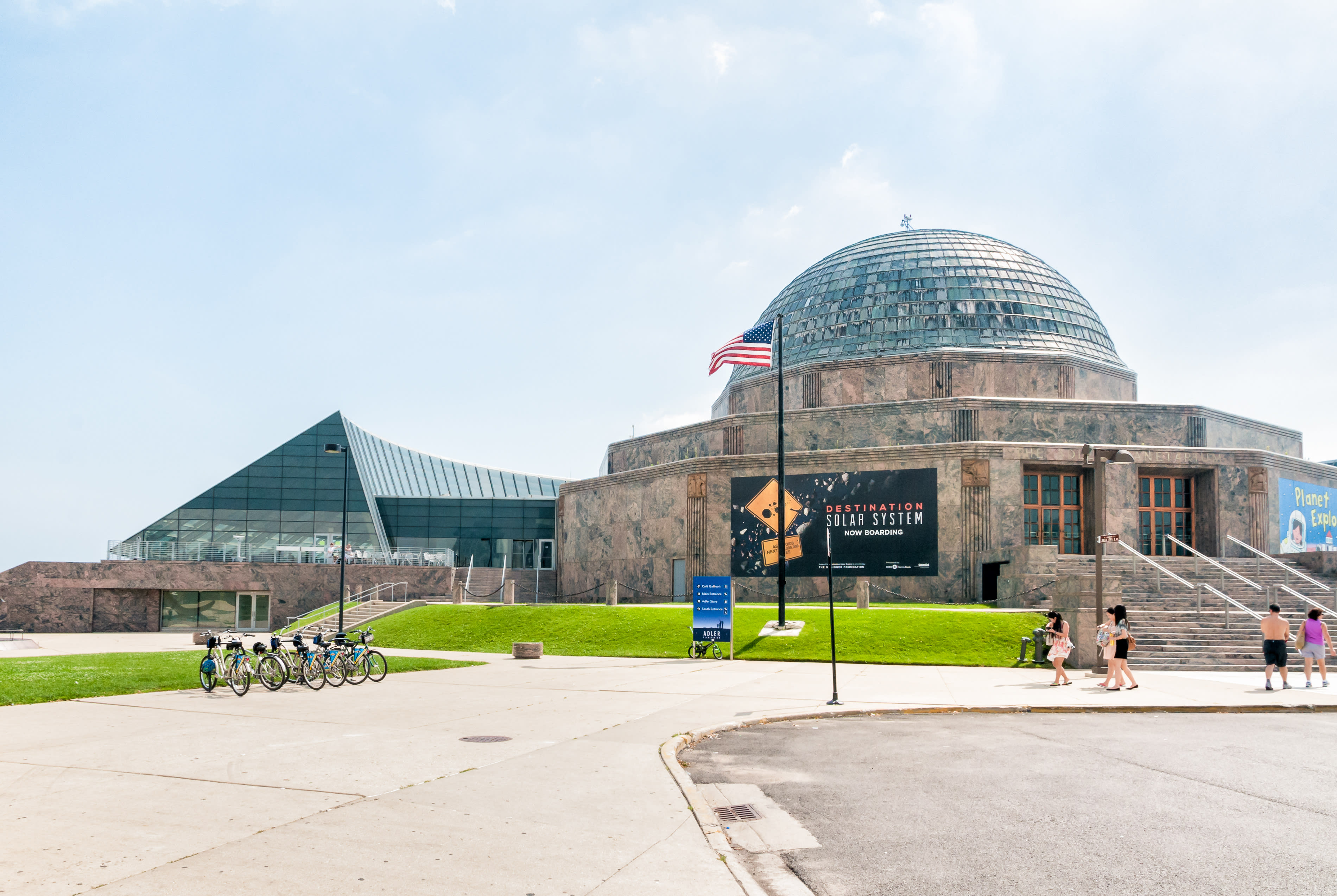 Image of Building, Planetarium, Person, Bicycle, 