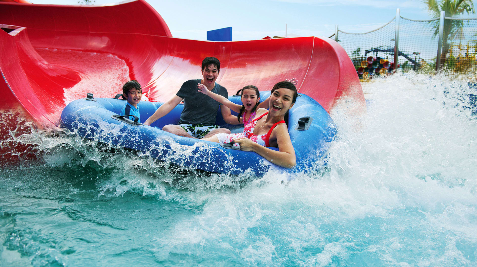 Image of Adult, Female, Person, Woman, Water, Child, Girl, Amusement Park, Water Park, Summer, 