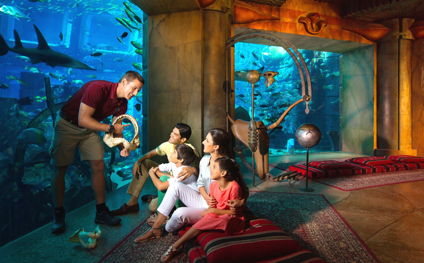 Image of Animal, Aquarium, Fish, Sea Life, Water, Aquatic, Shoe, Sandal, Adult, Male, Man, Person, Female, Woman, Wristwatch, Rug, Shark, 