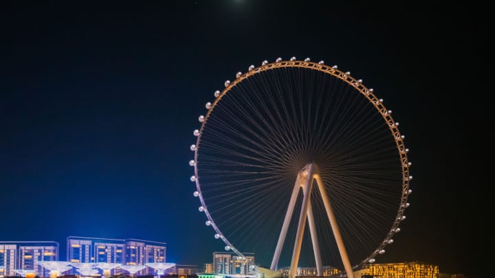 Image of Amusement Park, Ferris Wheel, Fun, Lighting, Nature, Night, Outdoors,