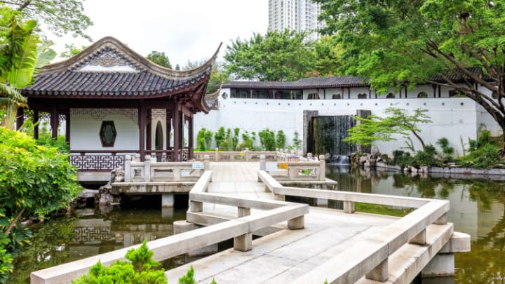 Image of Nature, Outdoors, Pond, Water, Scenery, Waterfront, Shelter, Castle, Fortress,
