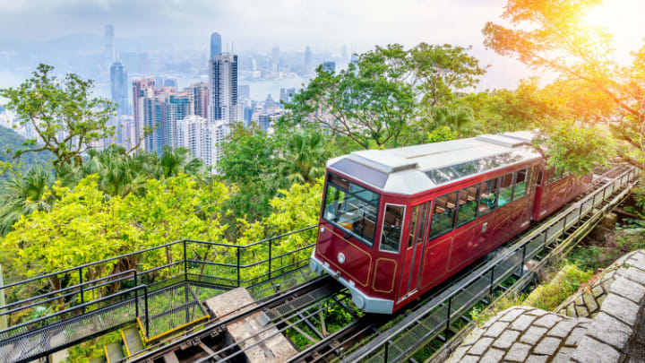 Image of Nature, Outdoors, Scenery, City, Railway, Train, Vehicle, 