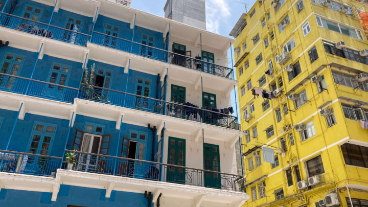 Image of Apartment Building, City, High Rise, Urban, Condo, Housing, Neighborhood, Balcony,