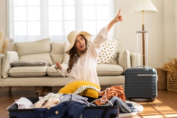 Image of Face, Head, Person, Baggage, Happy, Cat, 