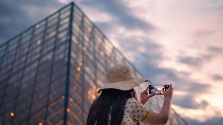 Image of Photography, Hat, Sun Hat, Electronics, Mobile Phone, Phone, Child, Female, Girl, Person, Finger, Hand, Photographer, 