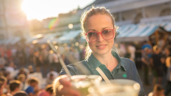 Image of Accessories, Sunglasses, Glasses, Adult, Female, Person, Woman, Face, Head, Photography, Portrait, Smile, Concert, Crowd, Lighting, Boy, Child, Male, Urban, 