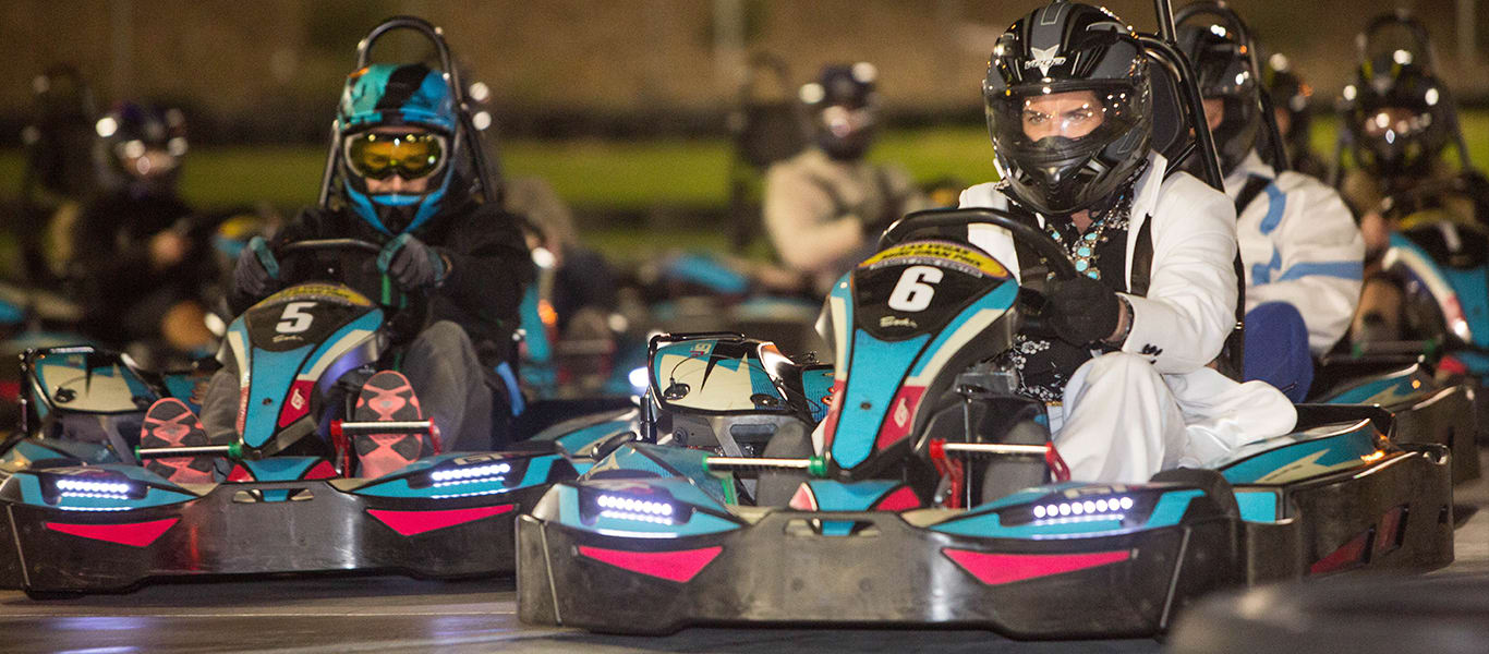 Image of Kart, Vehicle, Adult, Male, Man, Person, Boy, Child, Helmet,
