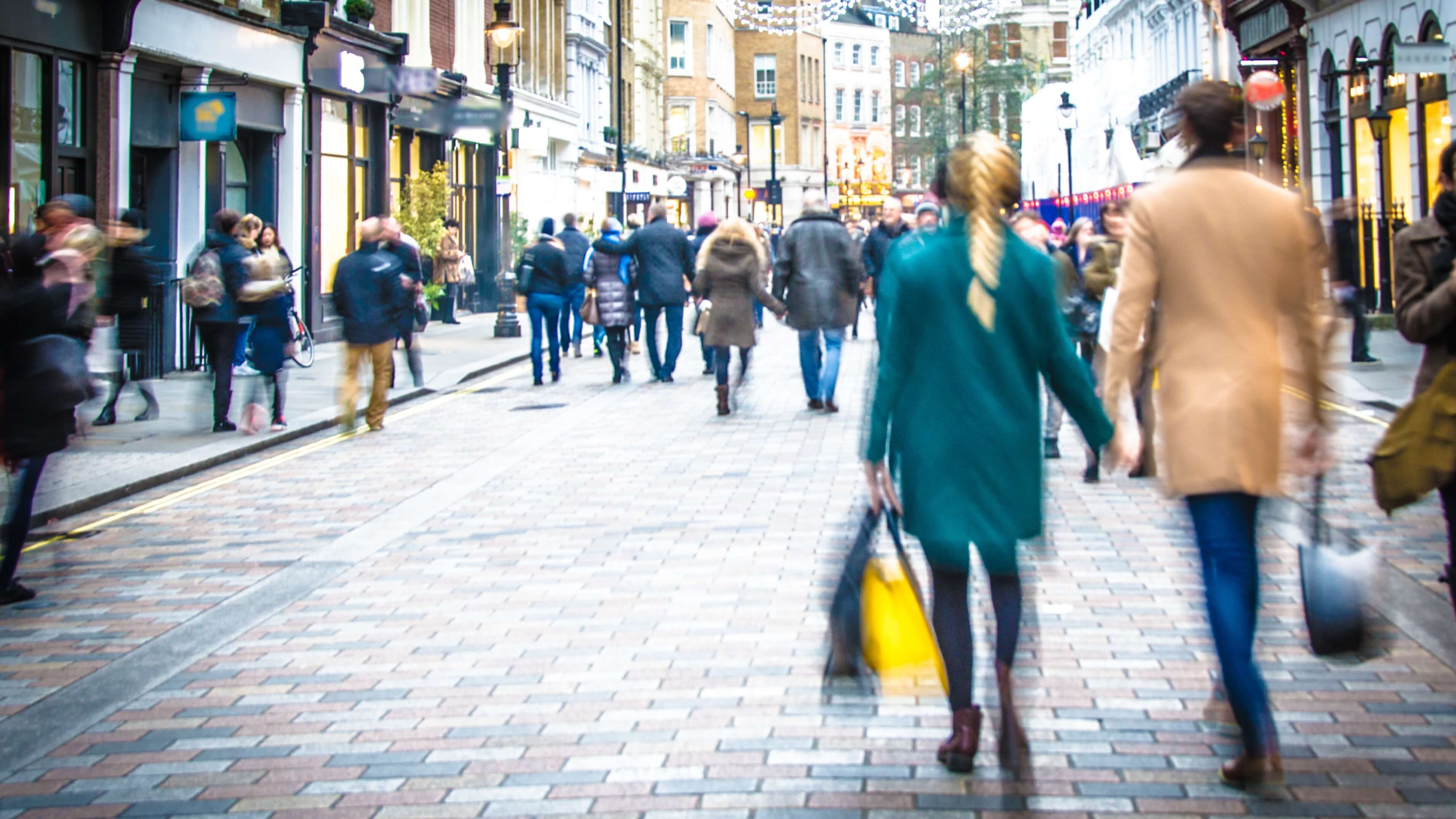 Image of Person, Walking, Pedestrian, Adult, Female, Woman, Bag, Handbag, City, Coat, Shoe, Urban, 