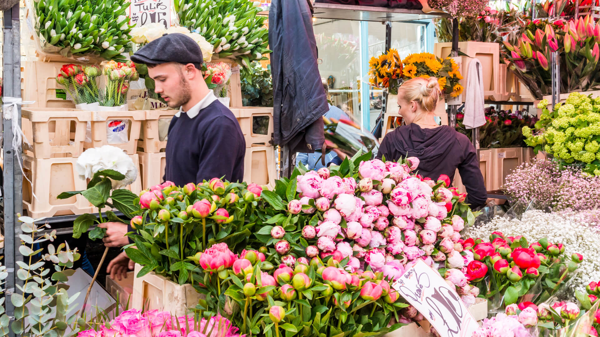 Image of Flower, Flower Arrangement, Flower Bouquet, Plant, Adult, Male, Man, Person, Female, Woman, 