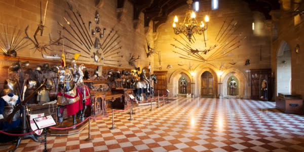 Image of Indoors, Museum, Chandelier, Lamp, Floor, Flooring, Person, Sword, 