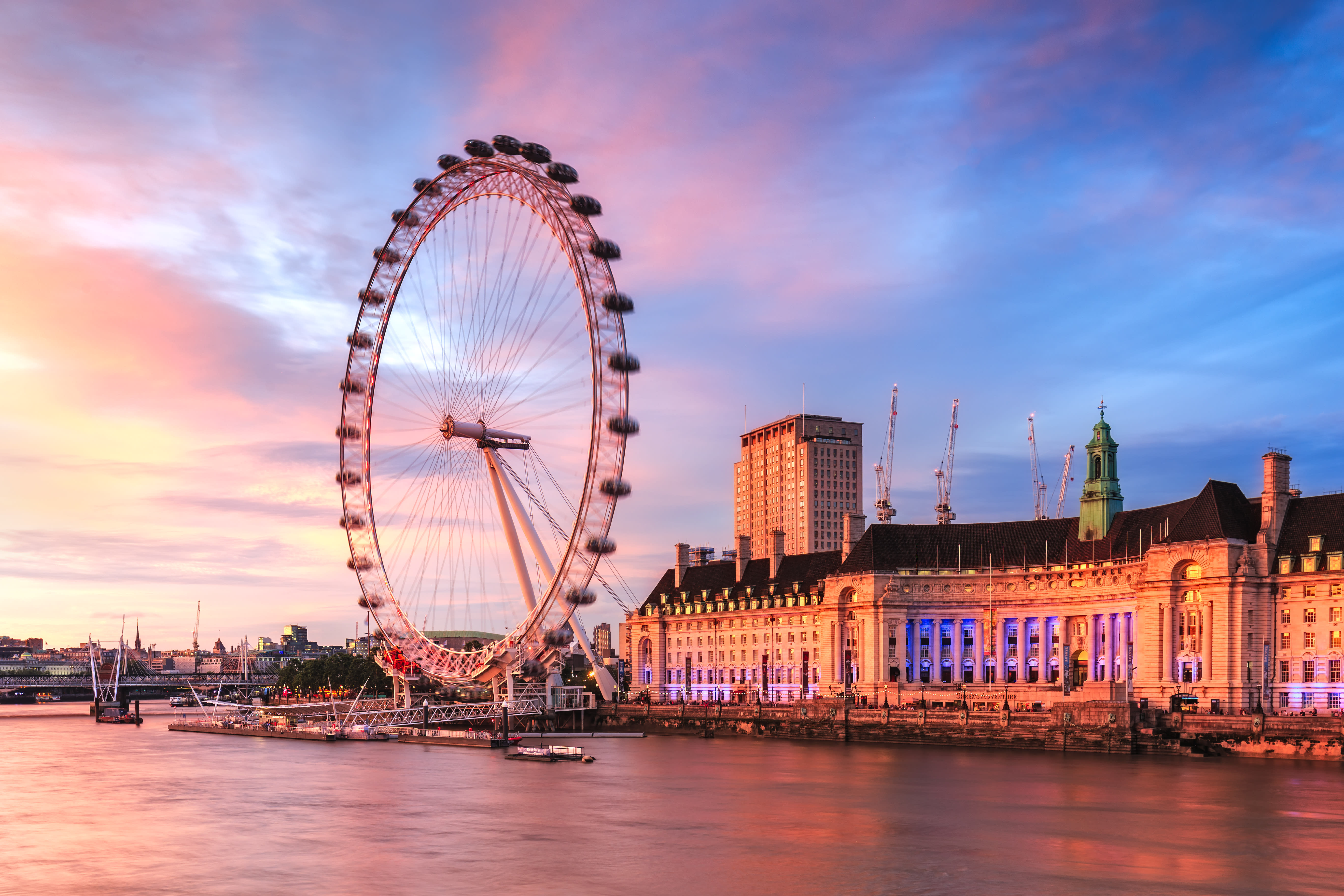 Image of Water, Waterfront, City, Cityscape, Urban, Amusement Park, Ferris Wheel, Fun, 